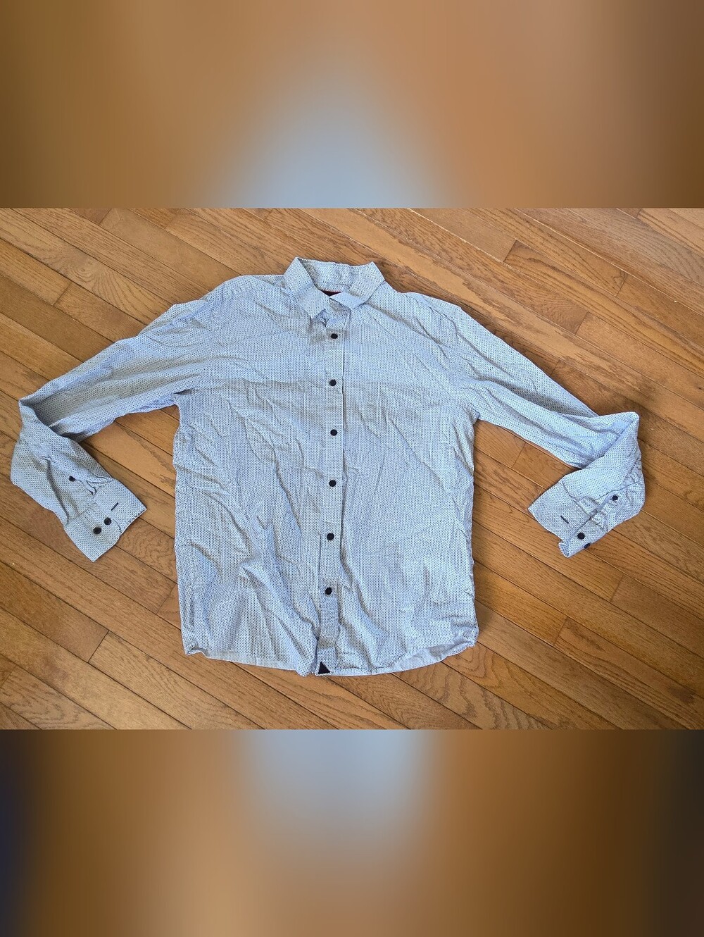 Untuckit Mens White Print Button Down Shirt Large Slim Fit